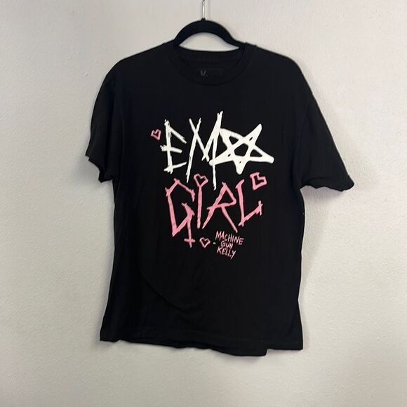 XX Women's Machine Gun Kelly Emo Girl MGK Pullover Black Short Sleeve Tee Size L - Picture 1 of 5